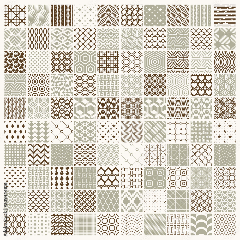 Poster vector ornamental seamless backdrops set, geometric patterns collection. ornate textures made in mod