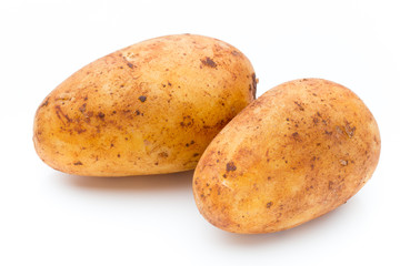 A bio russet potato isolated white background.