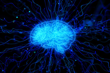 Creative blue brain wallpaper