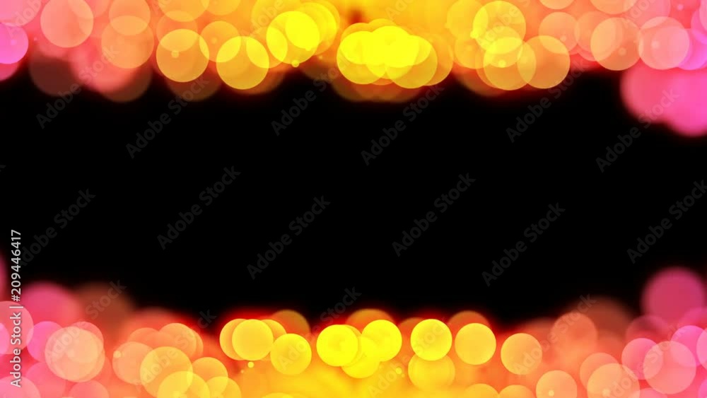 Poster abstract bokeh light sparkles pattern yellow and pink gradient color illustration on dark background