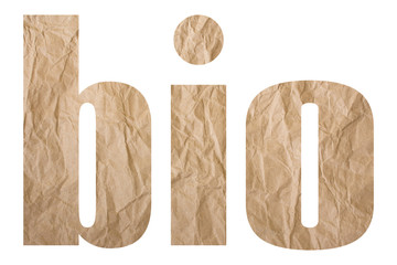 bio word with wrinkled paper texture