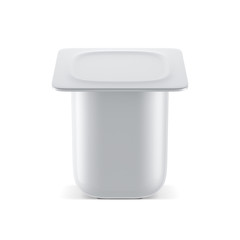 White Plastic container Mockup for yogurt isolated on white background, 3d rendering
