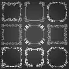 Decorative frames and borders square set vector