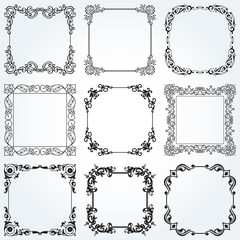 Decorative frames and borders square set vector