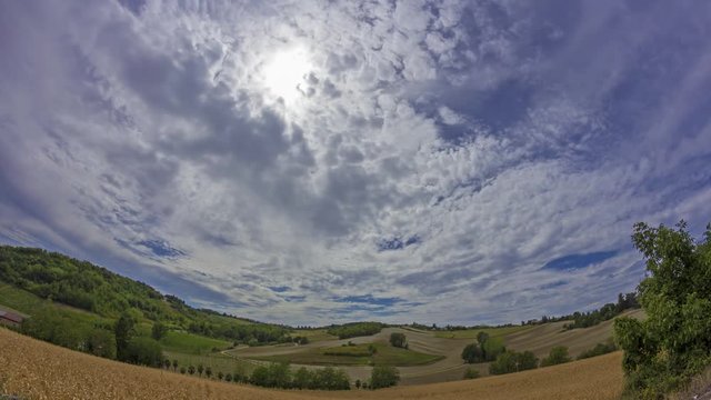 Timelapse of a summer sky with sun