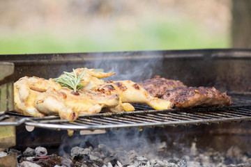 grilled meat with rosemary