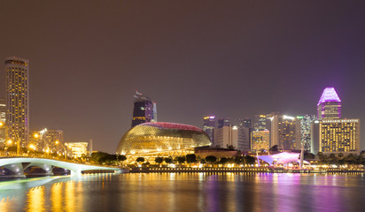Fototapeta na wymiar Night view of Marina bay area, Singapore