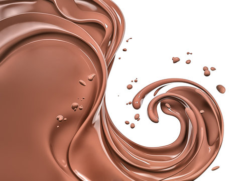  Splash chocolate isolated illustration 3d rendering