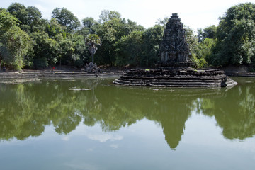 Fototapeta na wymiar Angkor Cambodia, view of the island temple Preah Neak Poan
