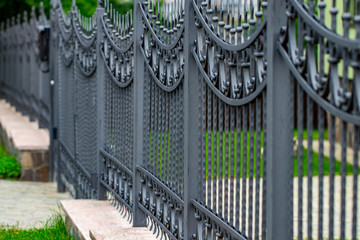 wrought-iron gates, ornamental forging, forged elements close-up