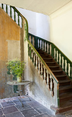 Old stair in manor house.