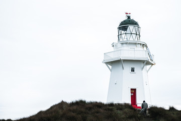 Waipapa point, the lighthouse, ocean and cloudy.