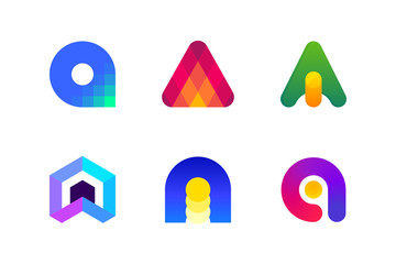Modern logo template or icon of abstract letter A for blockchain technology in accounting and financial services