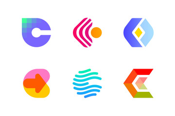 Modern logo template or icon of abstract letter C for cryptocurrency and blockchain industry