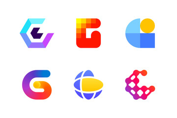 Modern logo template or icon of abstract letter G for global cryptocurrency and blockchain industry