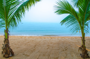 The beautiful beach on summer vacation concept background.
