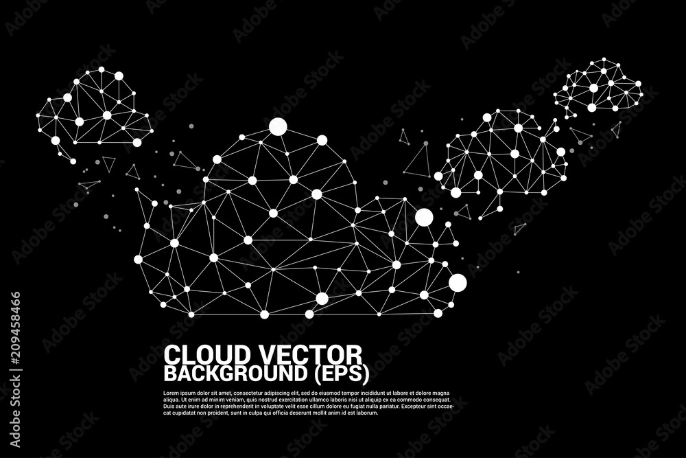 Poster Cloud computing network concept polygon dot connected line : Concept of cloud server, Storage and data