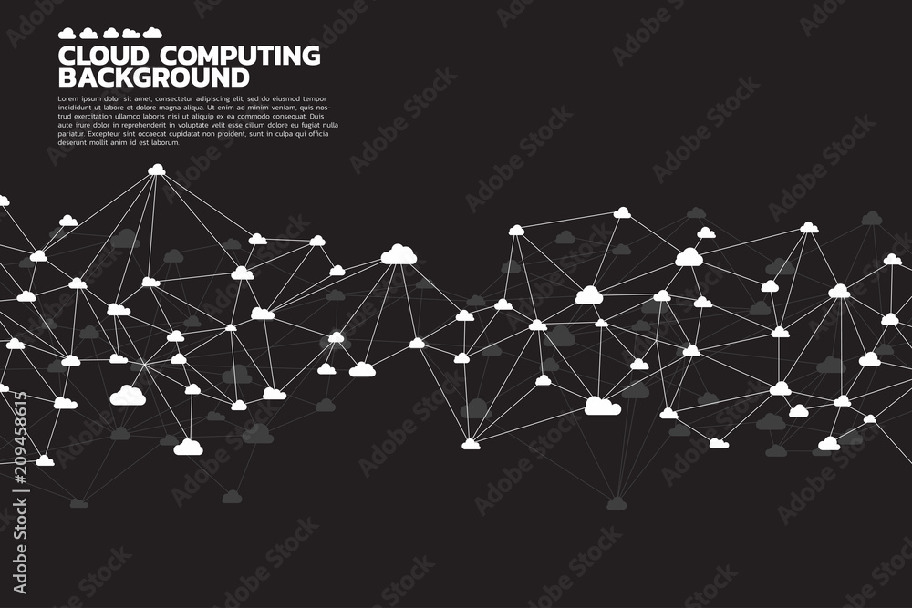 Poster Cloud computing network concept polygon dot connected line : Concept of cloud server, Storage and data