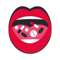 Woman taking many pills