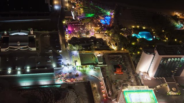 Dubai party nightlife club aerial view timelapse