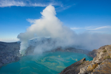 Ijen volcano crater
