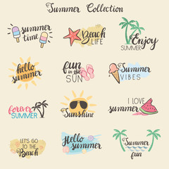 Colorful Summer Stickers Collection - vector eps10