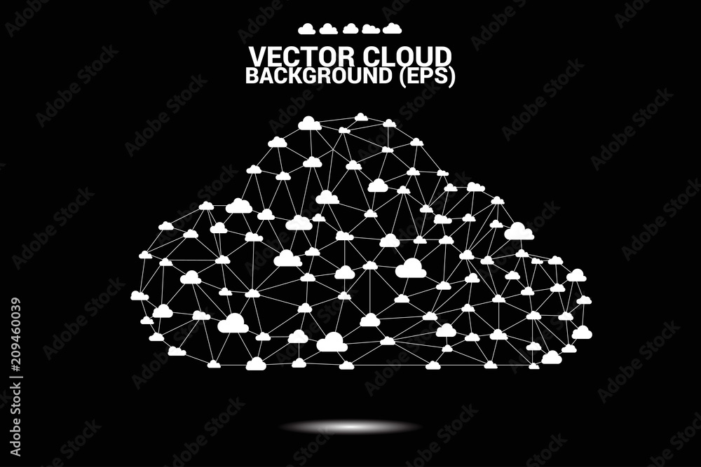 Aufkleber Cloud computing network concept polygon dot connected line : Concept of cloud server, Storage and data