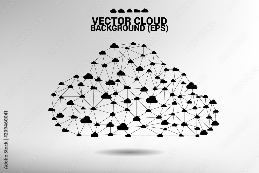 Aufkleber Cloud computing network concept polygon dot connected line : Concept of cloud server, Storage and data