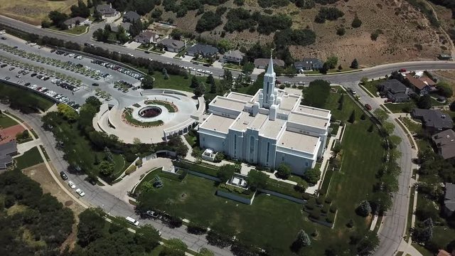 Aerial LDS Mormon Temple Bountiful. The Church of Jesus Christ of Latter-day Saints, LDS or Mormon Church. HQ in Salt Lake City, Utah. International Christian religion. Membership of over 17 million.