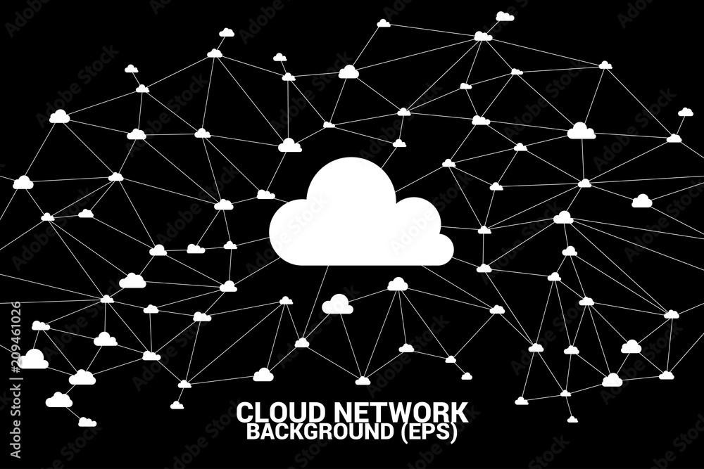 Aufkleber Cloud computing network concept polygon dot connected line : Concept of cloud server, Storage and data