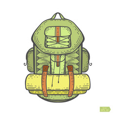 Camping backpack .Rucksack vector.Equipment for hiking, travel.Vector illustration.