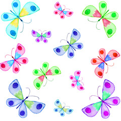 watercolor hand-painted illustration of butterflies.