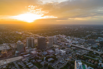Aerial image Midtown Miami sunset