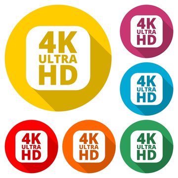 Ultra HD 4K icon, color icon with long shadow