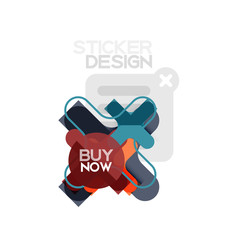 Flat design cross shape geometric sticker icon, paper style design with buy now sample text, for business or web presentation, app or interface buttons