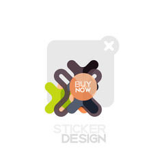 Flat design cross shape geometric sticker icon, paper style design with buy now sample text, for business or web presentation, app or interface buttons
