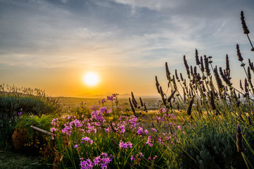 Kos Island, Town, Kalymnos, Greece - Warm sunset over the greek mediterranean sea near the turkish...
