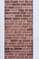 Red brick wall texture with molding