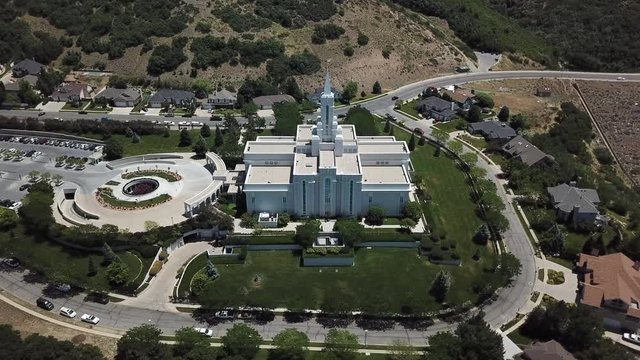 Aerial LDS Mormon Temple Bountiful. The Church of Jesus Christ of Latter-day Saints, LDS or Mormon Church. HQ in Salt Lake City, Utah. International Christian religion. Membership of over 17 million.