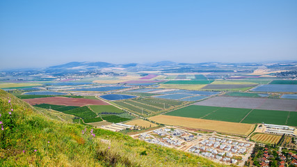 Wide view of Beit Shean Valley, Israel, at spring season