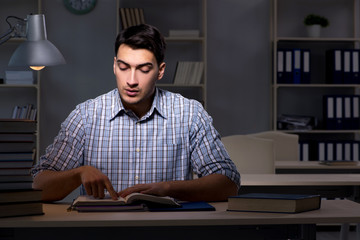 Student preparing for exams late at night