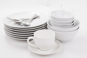 Set of white dishes