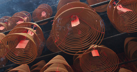 Man mo Temple with incense ring burning