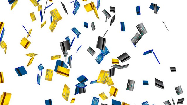 Credit Cards Falling Particles Overlay 3D Animation with Alpha Channel UHD v2