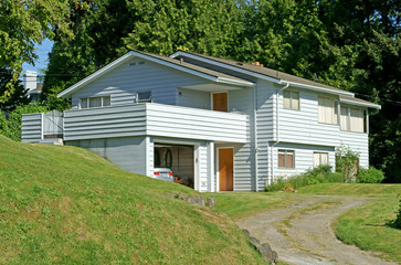 Fototapeta na wymiar Mercer Island, Washington, United States. Two-storey house with garage