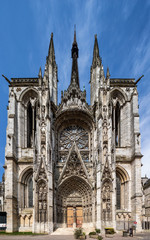 Fototapeta na wymiar Fascia of Saint Ouen, a Gothic Abbey church in Rouen, Normandy
