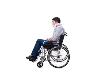 Fototapeta na wymiar Man suffering from injury on wheelchair