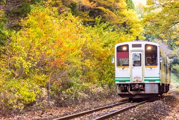 Gordijnen White train commuter Fukushima Japan © vichie81