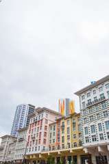 Fototapeta premium Colorful bright summer italian Portofino style buildings in Moscow, Russia