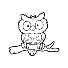 Owl cartoon illustration isolated on white background for children color book